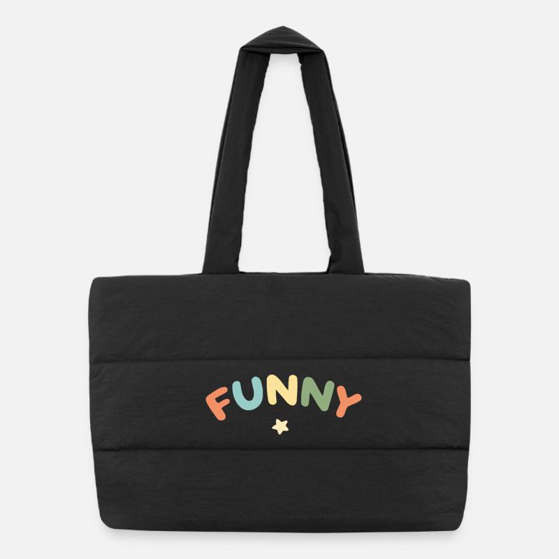 Funny Pastel Letters Puffer Shopping Bag
