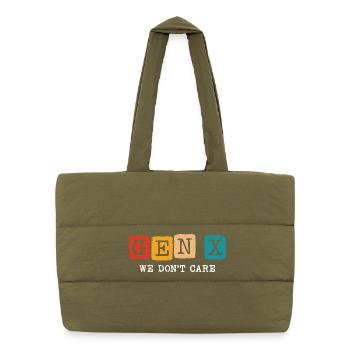gen x we don't care - Puffer-Einkaufstasche - safari Green - Vorne