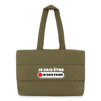 Je sais être je sais faire - Sac shopping matelassé - safari green - Devant