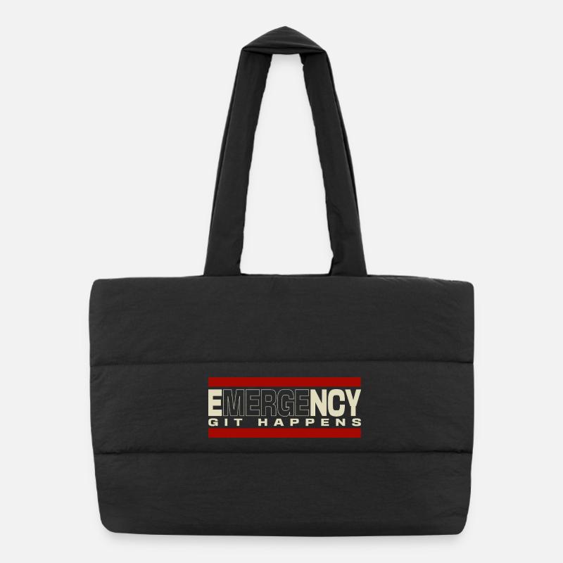 Nerd geek emergency git happens Puffer Shopping Bag