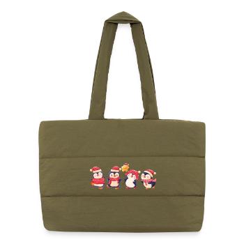 Lustige Pinguin Weihnachten - Puffer-Einkaufstasche - safari Green - Vorne