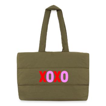 XOXO Love Valentine Textdesign - Puffer-Einkaufstasche - safari Green - Vorne