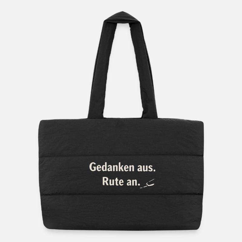 Gedanken aus, Rute an – Minimaldruck - Puffer-Einkaufstasche - Schwarz