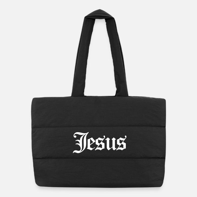 Jesus en lettrage gothique blanc Sac shopping matelassé