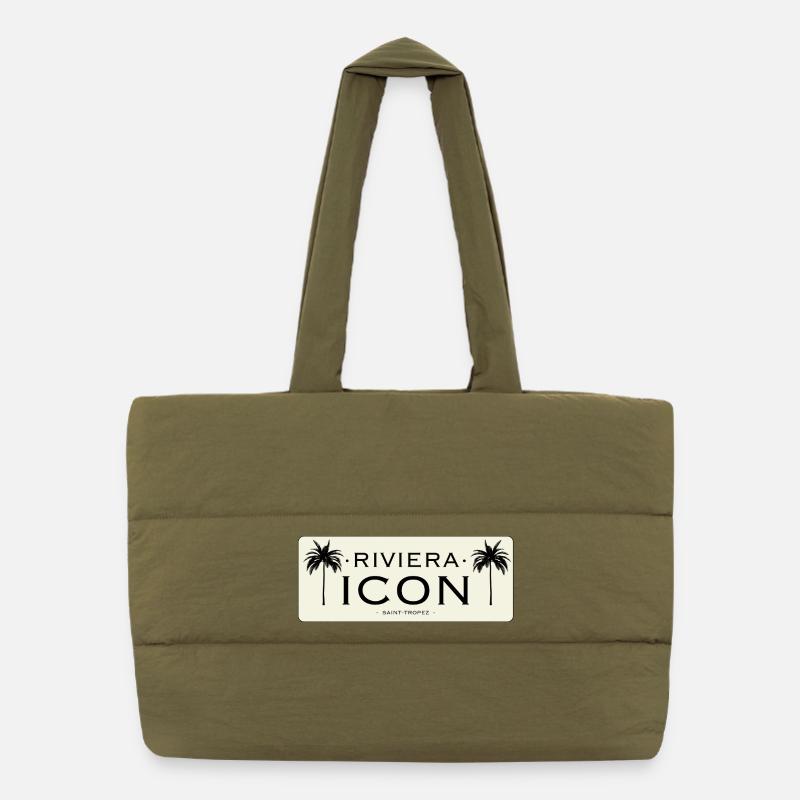 Riviera Icon Logo noir Beige Sac shopping matelassé