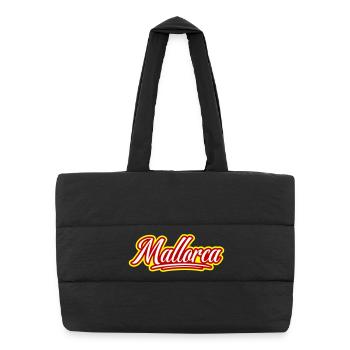Mallorca Schrift - Puffer-Einkaufstasche - Schwarz - Vorne
