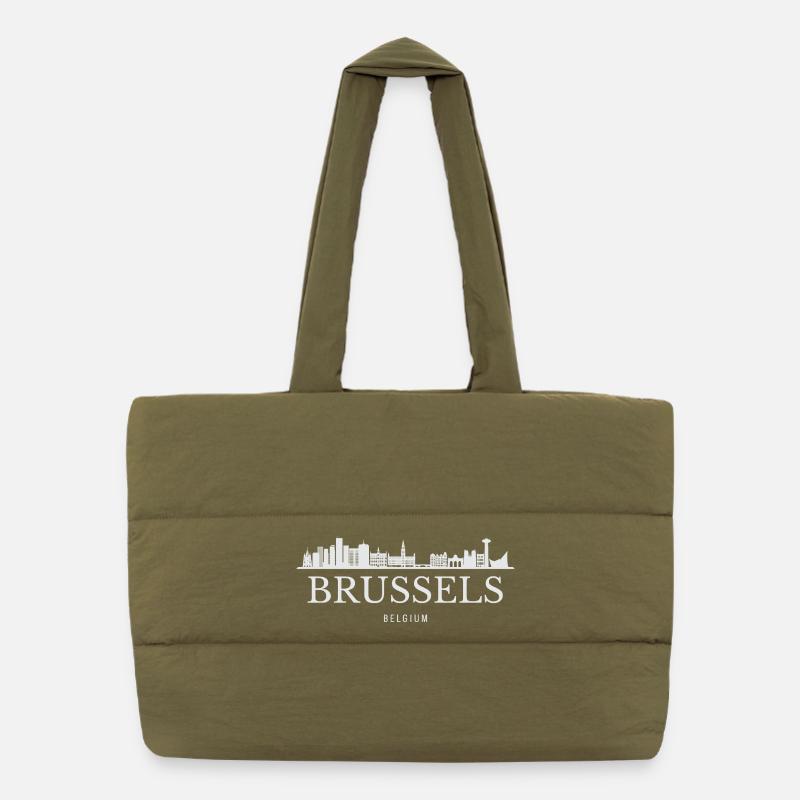 Brussels skyline, Brussels Belgium Puffer Shopping Bag