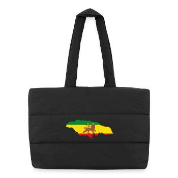 Lion of Judah Jamaica Rasta Flag Map of Jamaica - Puffer-Einkaufstasche - Schwarz - Vorne