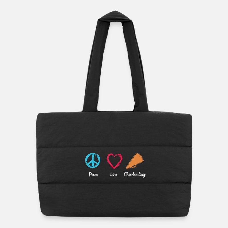 Peace Love Cheerleading Puffer Shopping Bag