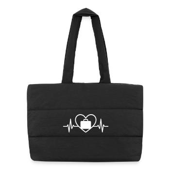 Travel Globe Heart Koffer - Puffer-Einkaufstasche - Schwarz - Vorne