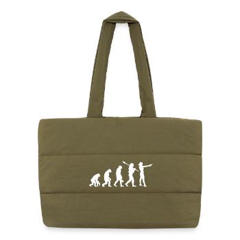 Evolution Of Man Gun Shooting Target Practice - Puffer Shopping Bag - safari green - Front
