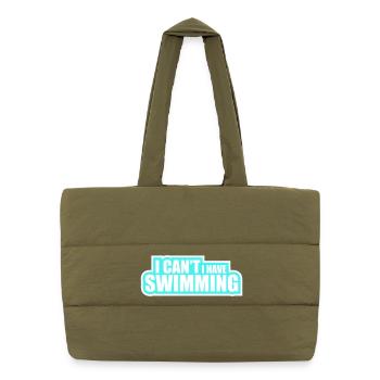 I Can't I Have Swimming Lustig Schwimmer Ausrede - Puffer-Einkaufstasche - safari Green - Vorne