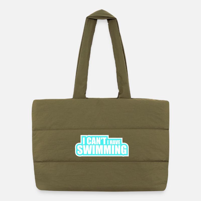 I Can't I Have Swimming Funny Swimmer Excuse Puffer Shopping Bag