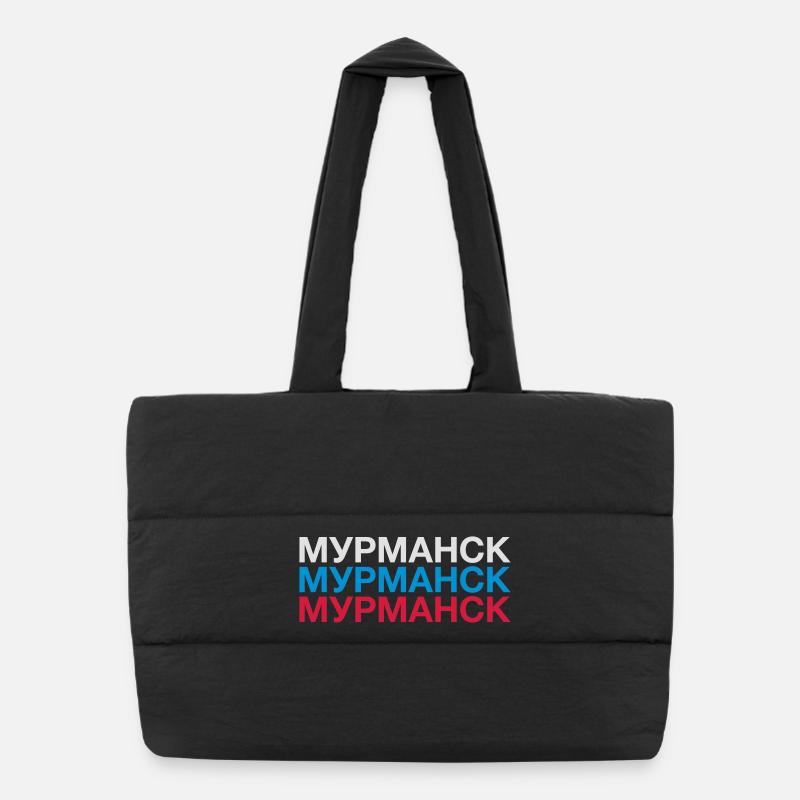 MURMANSK Russia Flag Cyrillic Puffer Shopping Bag