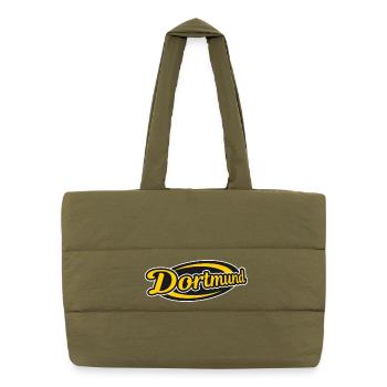 Dortmund Retro Logo Print - Puffer Shopping Bag - safari green - Front