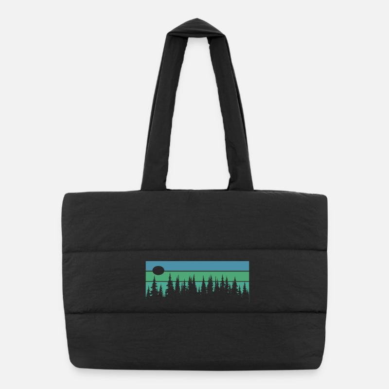 Forest Wood Retro Vintage Trees Puffer Shopping Bag