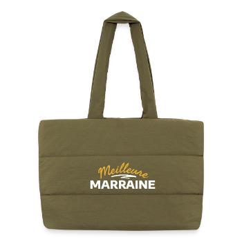 Humoristisk slogan rødbeder bryllup - Puffer shoppingtaske quiltet design - safari green - Foran