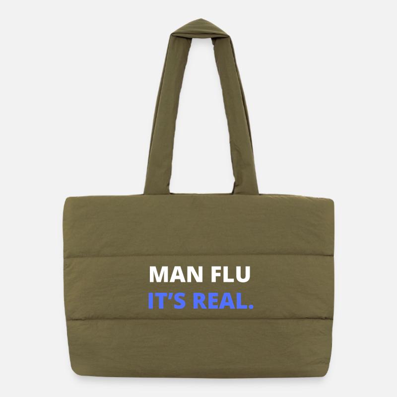Man Flu It’s Real Illustration Puffer Shopping Bag