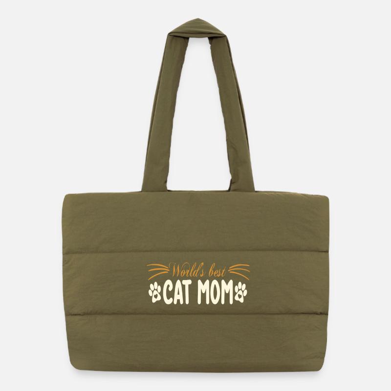 Kat Mom design with paw print Puffer Shopping Bag