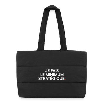 Je fais le minimum stratégique humour - Sac shopping matelassé - noir - Devant