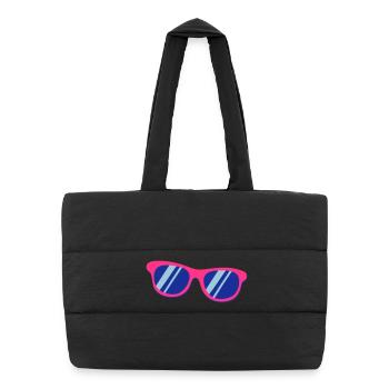 Pink Blaue Sonnenbrille Pop Art Retro - Puffer-Einkaufstasche - Schwarz - Vorne
