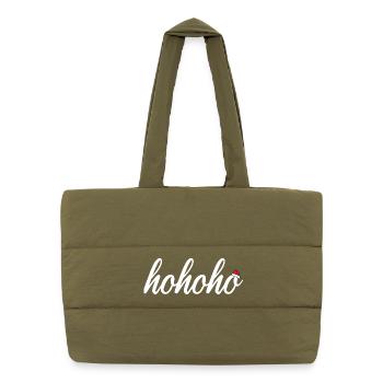 hohoho with Santa's hat - Puffer Shopping Bag - safari green - Front