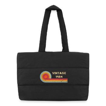 Vintage 1984 birthday retro design - Puffer Shopping Bag - black - Front