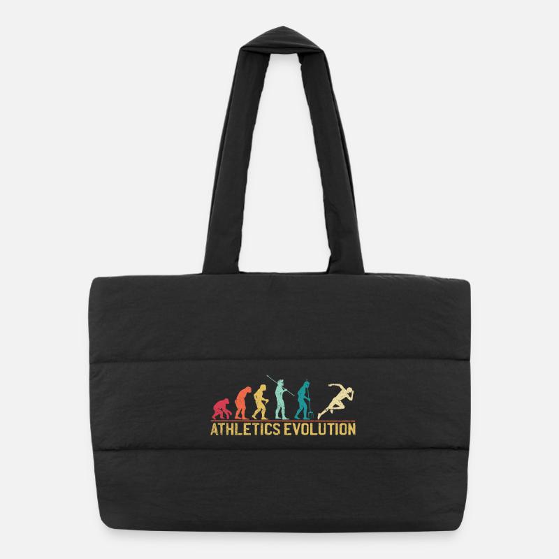 Evolution der menschlichen Athleten Kunstdruck Puffer-Einkaufstasche