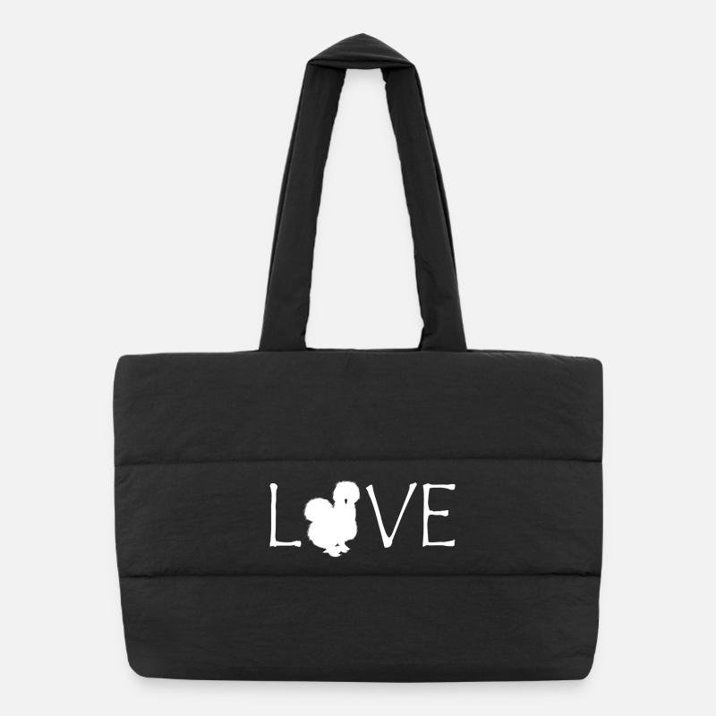 Seidenhuhn  Love-Design mit Tieremblem Puffer-Einkaufstasche