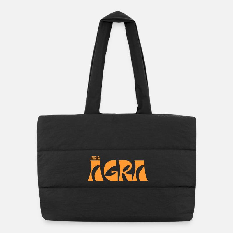 Agra India Bold Typography Puffer Shopping Bag