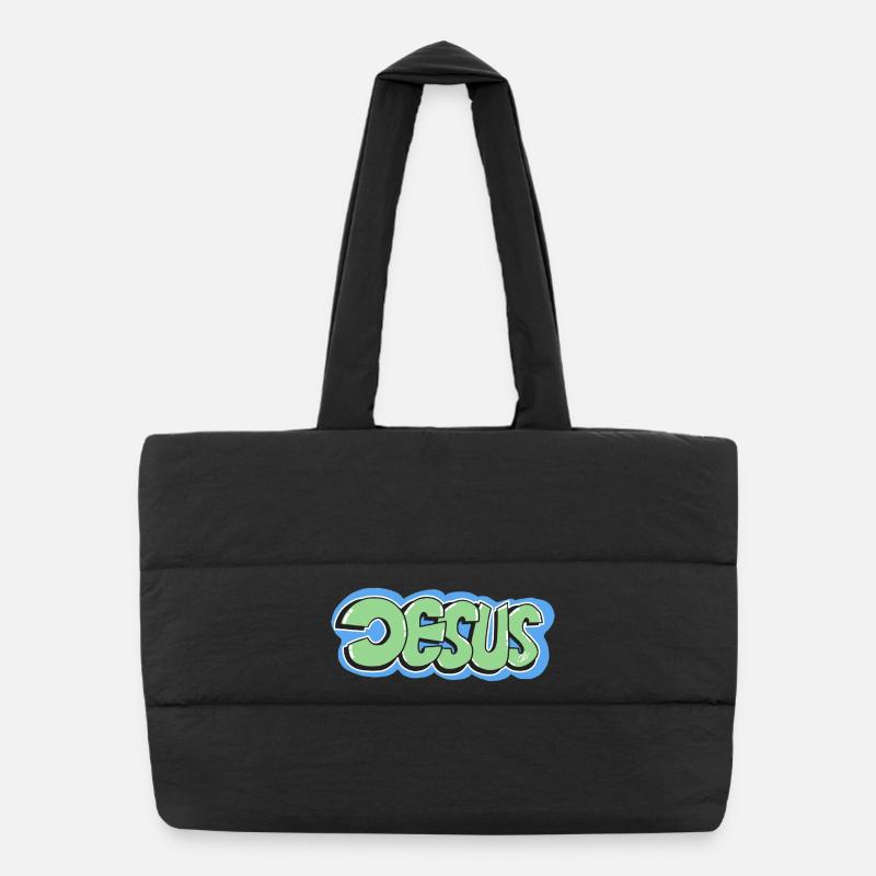 Jesus - Puffer Shopping Bag - black