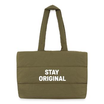 Stay Original Schriftzug – Kontrast-Print - Puffer-Einkaufstasche - safari Green - Vorne