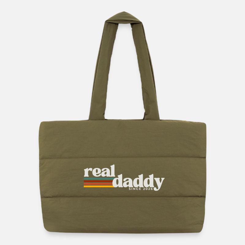 Real Daddy, Fatherhood Retro Style Puffer Shopping Bag