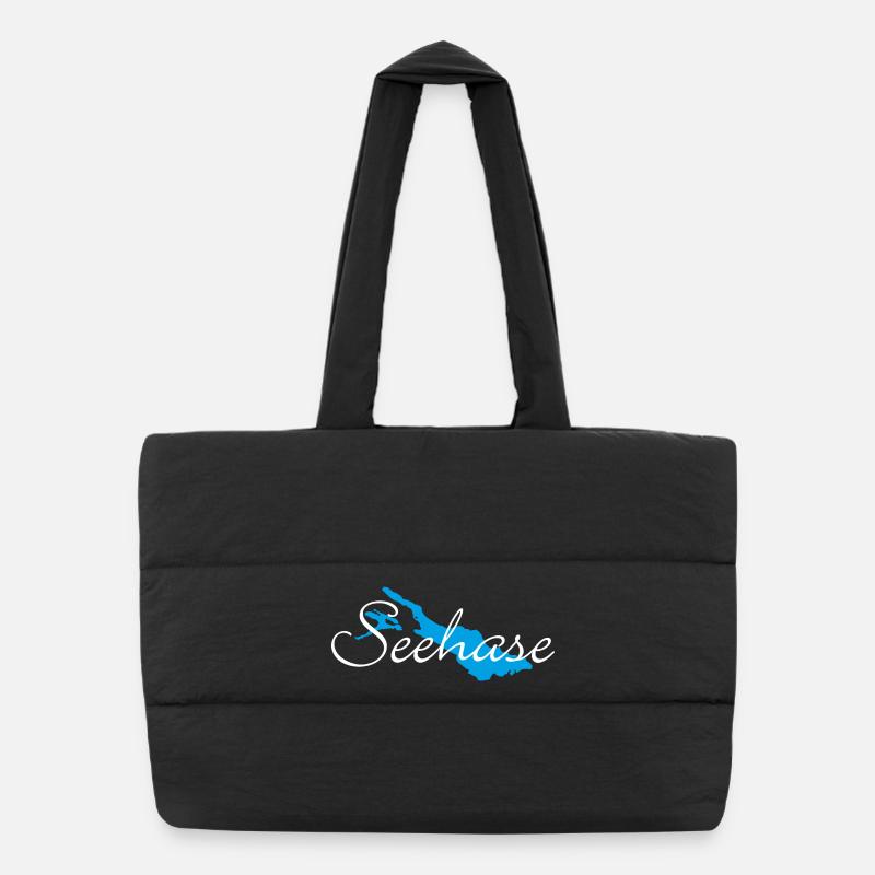 Seehase vom Bodensee für dunkle Shirts - Puffer-Einkaufstasche - Schwarz
