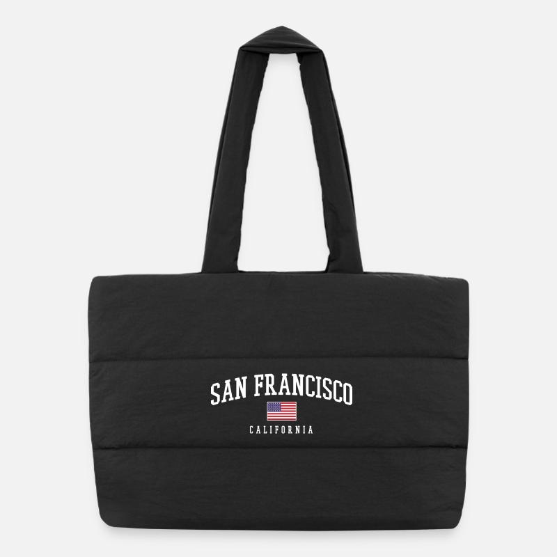 San Francisco California - Puffer Shopping Bag - black