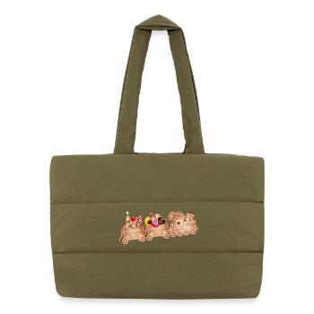 magique chemin de fer en pain d’épices 3D pour Noël - Sac shopping matelassé - safari green - Devant