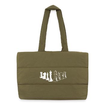 Échiquier minimaliste Chess Silhouette - Sac shopping matelassé - safari green - Devant