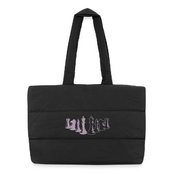 Échiquier minimaliste Chess Silhouette - Sac shopping matelassé - noir - Devant