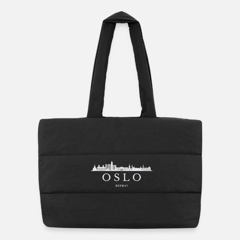 Oslo Skyline, Oslo Norway Puffer Shopping Bag