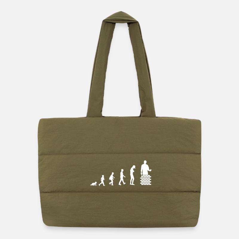 Evolution from baby to bricklayer / profession Puffer Shopping Bag