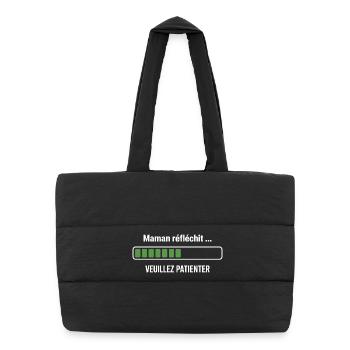 Mom thinks please be patient, humor mom - Puffer Shopping Bag - black - Front