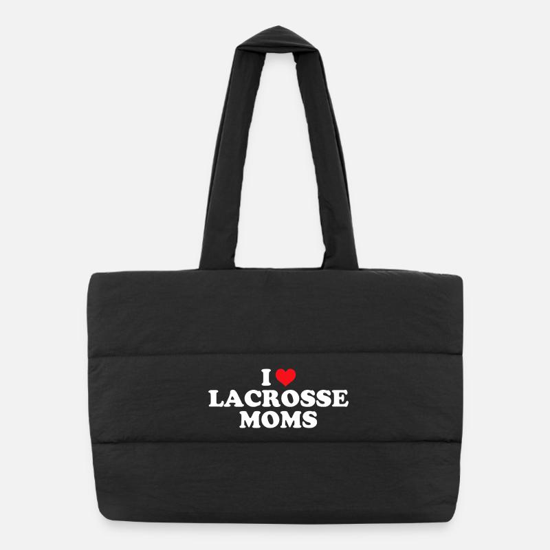 I Love Lacrosse Moms - Puffer Shopping Bag - black