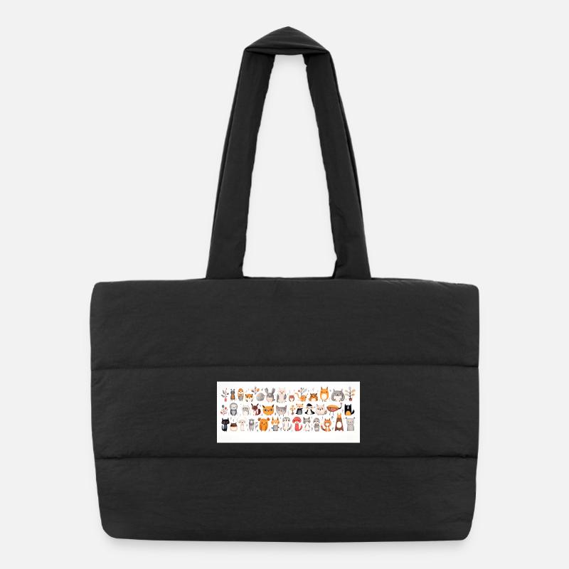 Cute little animals - Puffer Shopping Bag - black