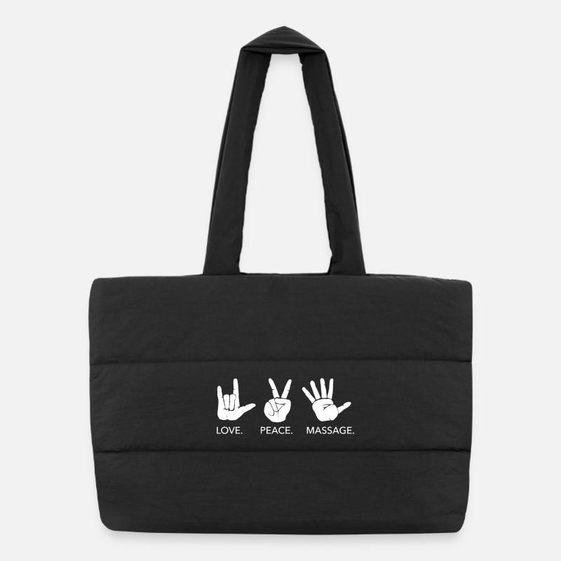 Love Peace Massothérapeute Masseuse Corps Sac shopping matelassé