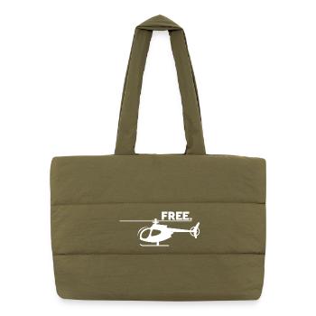 Helicopter Flying Is Freedom - Flight Pilot Icon - Puffer Shopping Bag - safari green - Front
