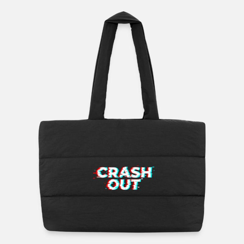 Crash Out – Glitch-Stil weiß-rot-cyan Puffer-Einkaufstasche