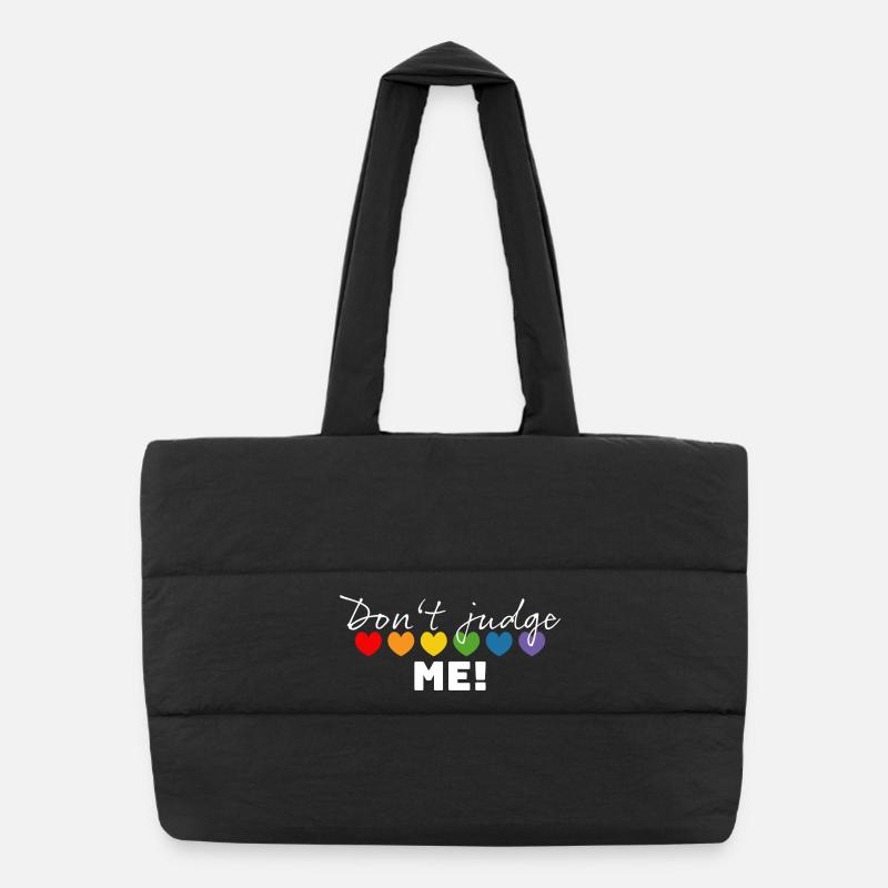 Regenbogenherzchen dont judge me weiss Puffer-Einkaufstasche
