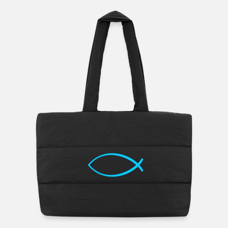 Ichtus poisson bleu clair Sac shopping matelassé