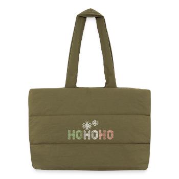 hohoho snow crystal pixel winter christmas - Puffer Shopping Bag - safari green - Front