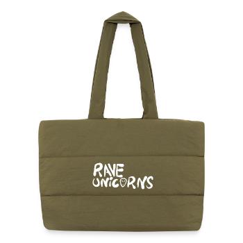 Texte du logo des licornes rave - Sac shopping matelassé - safari green - Devant